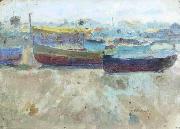 Seymour Joseph Guy Boats on the beach Sweden oil painting artist